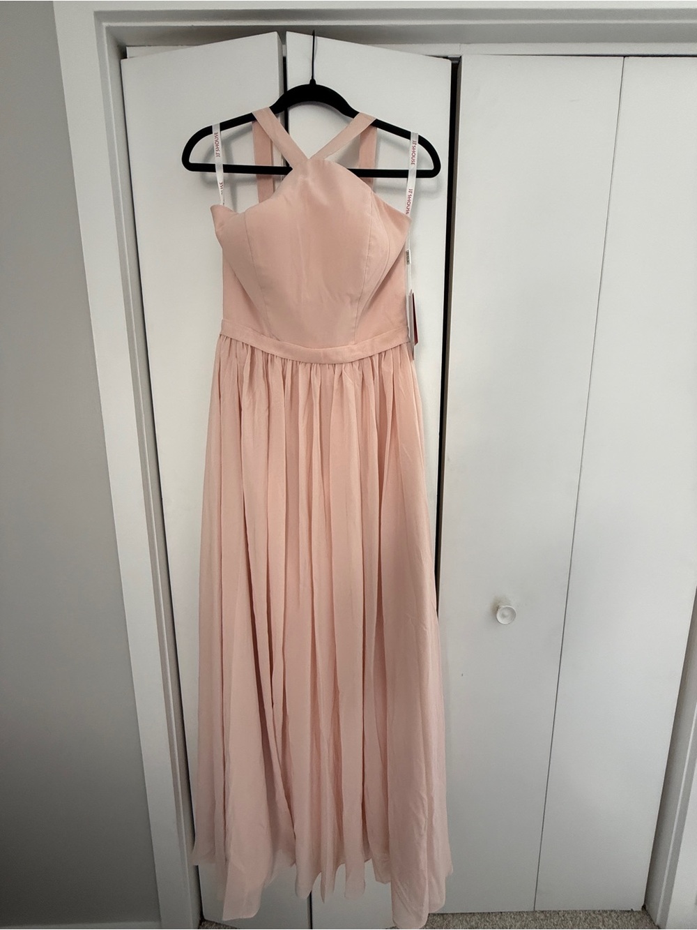 JJs House Blush Pink Crossback Chiffon Prom Dress